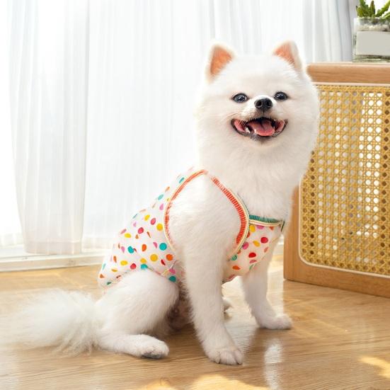Durchsichtige Netz-Hundeweste Atmungsaktive Sommer-Haustierweste Niedliche Erdbeer-Punkte-Designs Hundetanktop Ärmelloses T-Shirt für Kleine Hunde Katzen