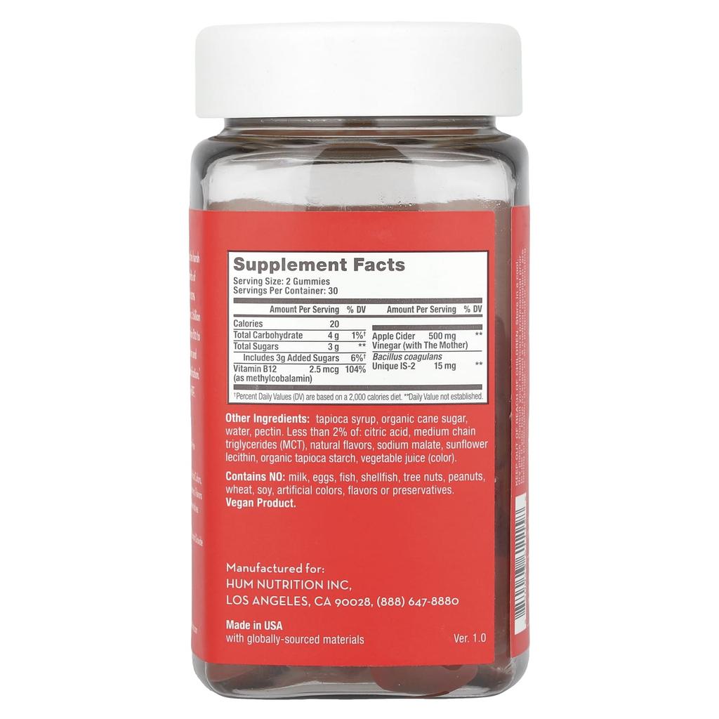 Pro Äppelcidervinäger Gummy, Äpple, Veganska Gummy 60 Stycken