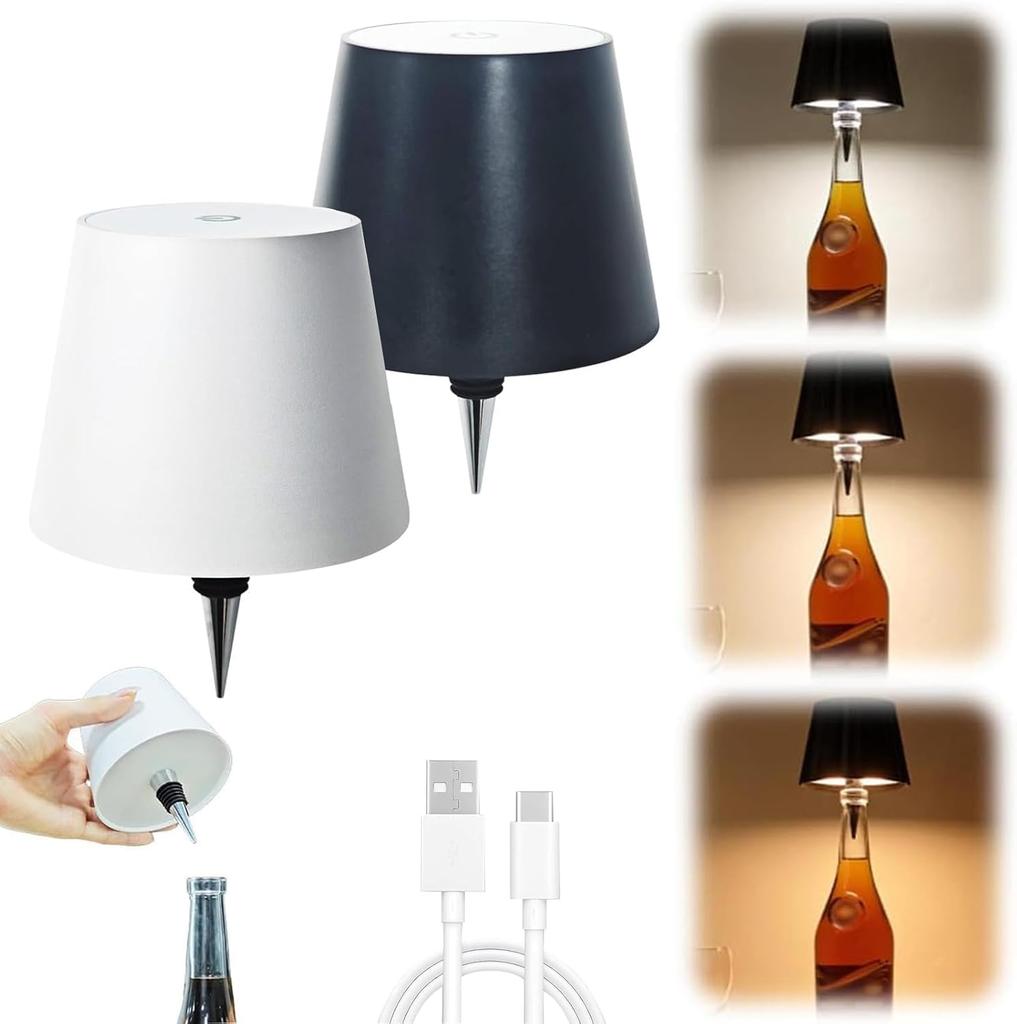 Wireless Bottle Light Portable LED Wireless Bottle Light 3 Modes Dimming Rechargeable Bottle Head Bedroom Touch Desk Lamp Birthday Christmas Gift