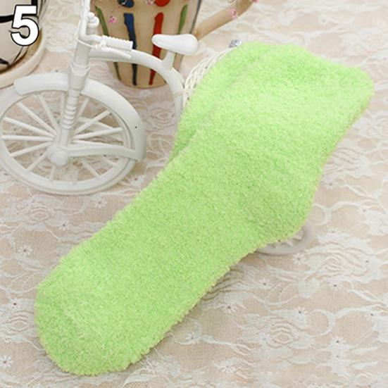 Mulheres menina inverno quente engrossar coral velo fofo cor sólida meias de dormir