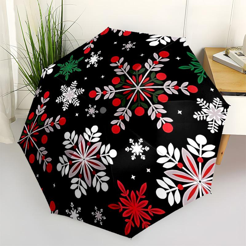

1pc Snowflake Christmas Pattern Automatic Opening and Closing Folding Umbrella with 8 Iron Ribs - Portable, Foldable for Travel yy251124099