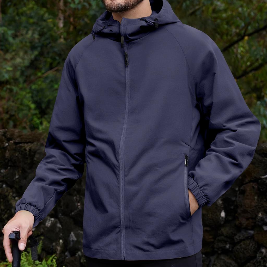 Herren Kapuzen-Arbeitsjacke - Vielseitige lässige wasserdichte winddichte Outdoor-Freizeitjacke