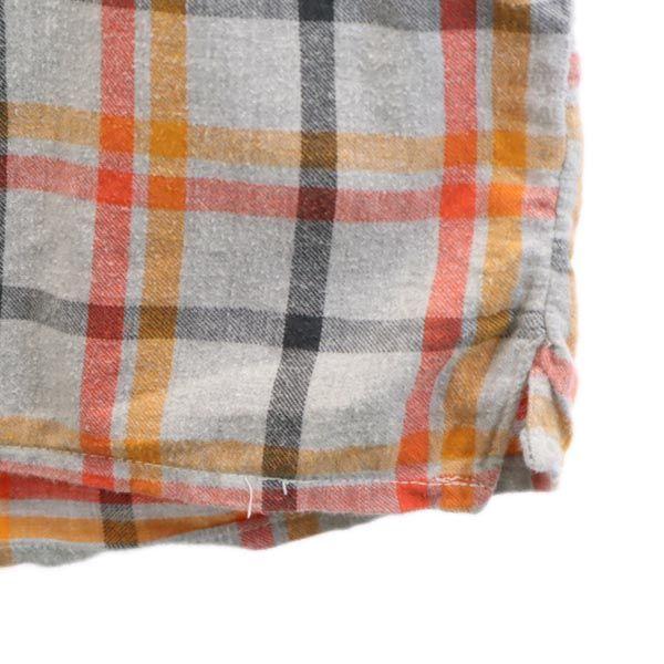 VINTAGE 40s 50s Grandpa Shirt Check Pattern Long sleeve half button shirt Women Used