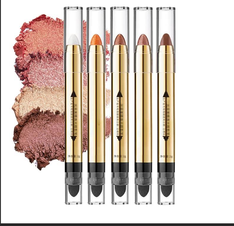 

5-Pack Highlight Eyeshadow Pencils - Multi-functional 2-in-1 Double-Ended Eyeshadow Stick - Double-Ended Eyeshadow Stick, Highlighter, Shadow -