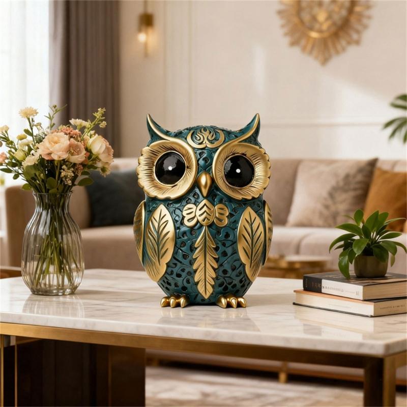 Owl Tabletop Decors, Resin Bird Figurine with Textured Detail for Desks and Entryways, Animal Enthusiasts, Housewarmings Gift