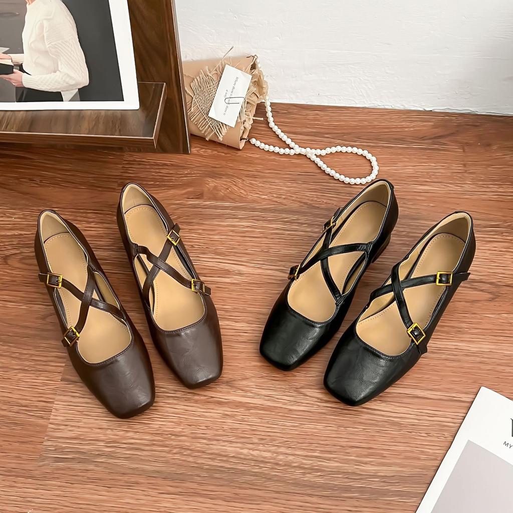 Grape Mother Retro Single Shoes Women's 2025 Spring New Mary Jane Square Head Women's Shoes French Soft-soled High Heels Outer Wear