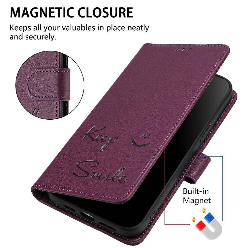 (Purple) Case for Samsung Galaxy S24 Plus 5g Flip Cover Rfid Blocking Pu Leather Card Holder Wallet