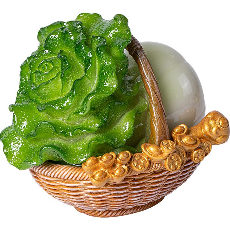 Chinese Tea Pet Cabbage Ornament Feng Shui Wealth Attract Decor Lucky Figurine Office Desk Home Tabletop Decoration Craft Gift