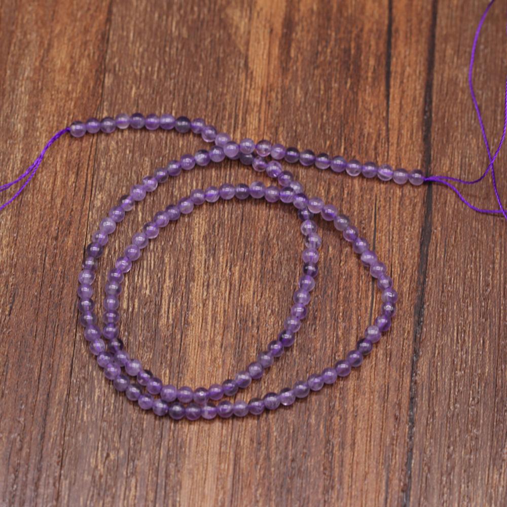 Natural Stone Amethyst Beads 2/3/4/mm Round Smooth Beads For Jewelry Making DIY Earrings Bracelet Necklace Accessory