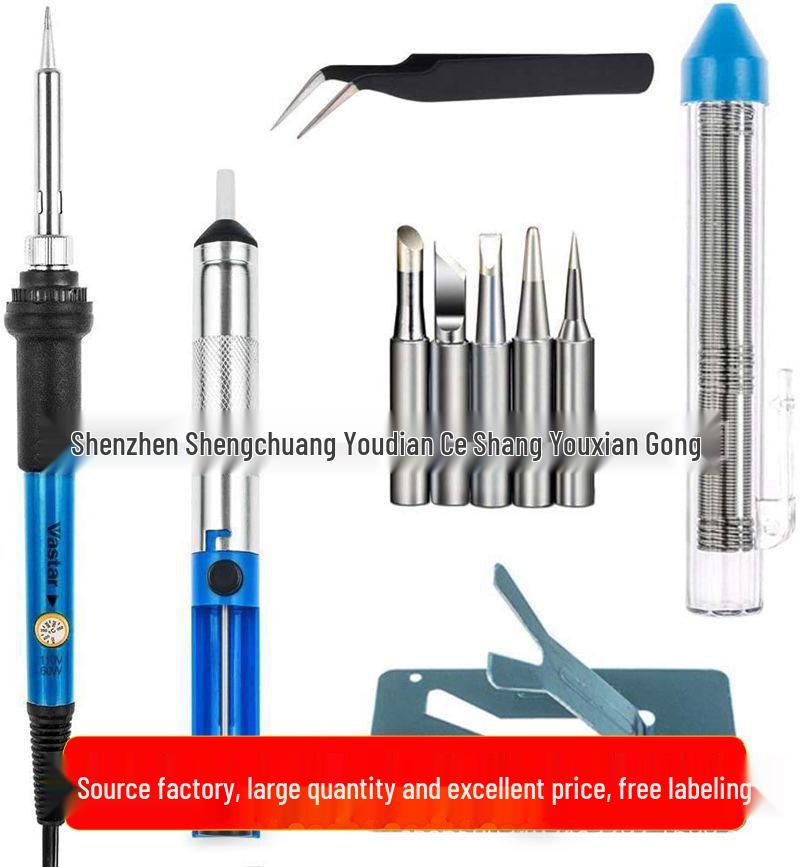 60W Adjustable Electric Soldering Iron Set, 10-in-1: Includes Solder Wire, Tweezers, Stand for Welding and Repair