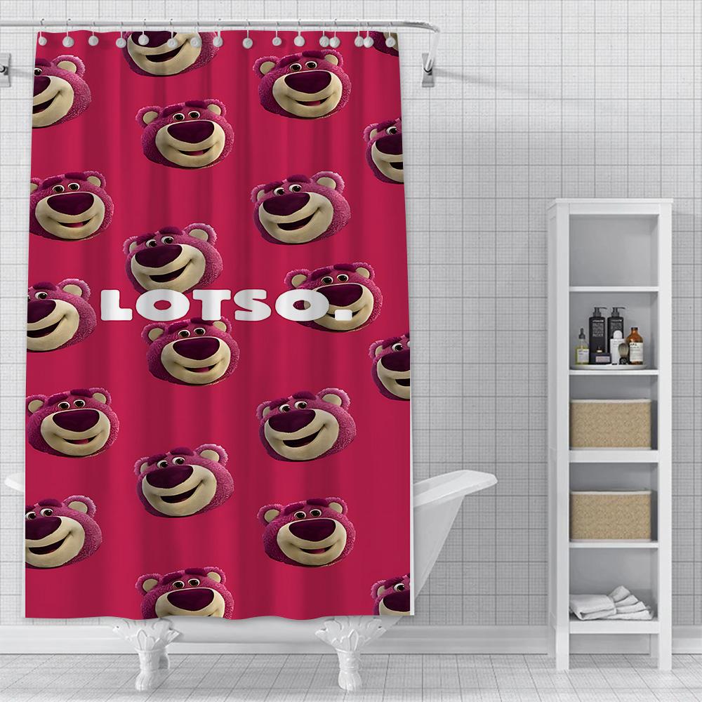 Shower Cute Pink Lotso Curtain Waterproof Polyester Fabric Paint Colorful Bath Curtains Home Bathroom Decor With Hook