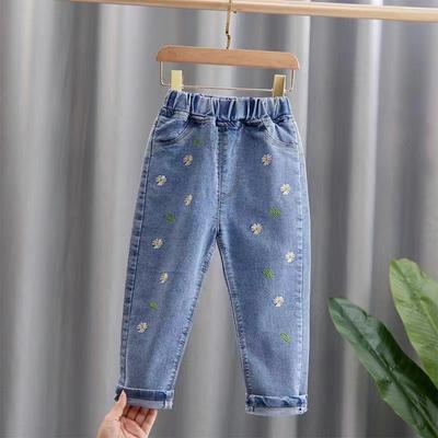 Frühlings- und Herbstmädchenhosen Freizeitkleidung Jeanshosen Kleinkind Baby Denim-Kleidung Hosen Kinderhosen