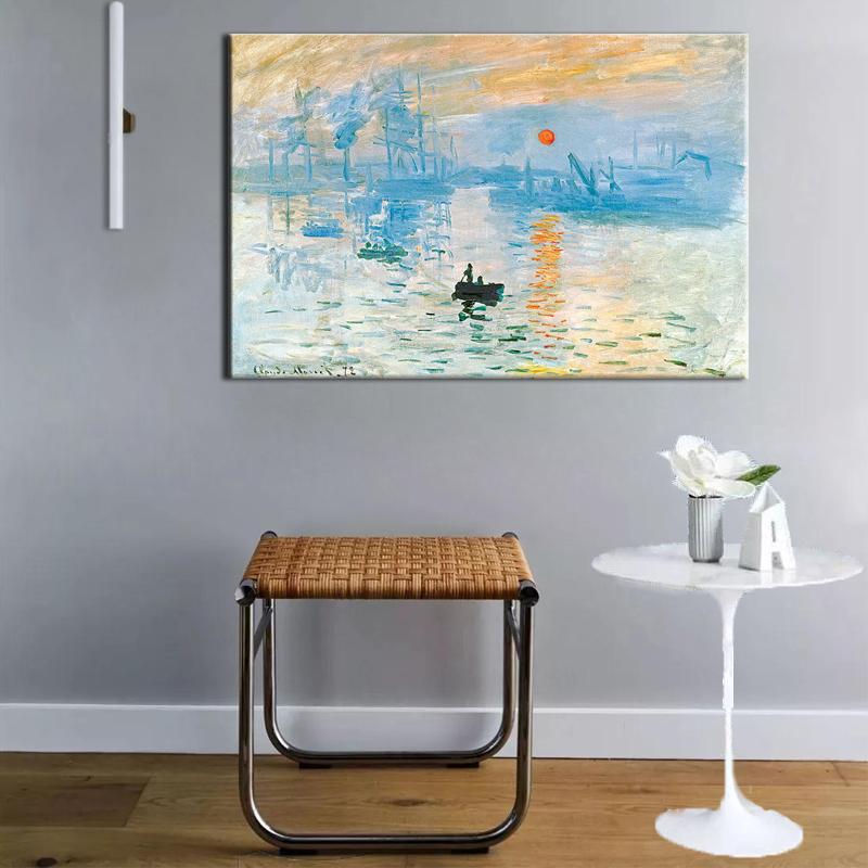 Famous Abstract Canvas Painting Claude Monet Impression Sunrise Digital Print Poster Wall Art Picture for Living Room Home Decor