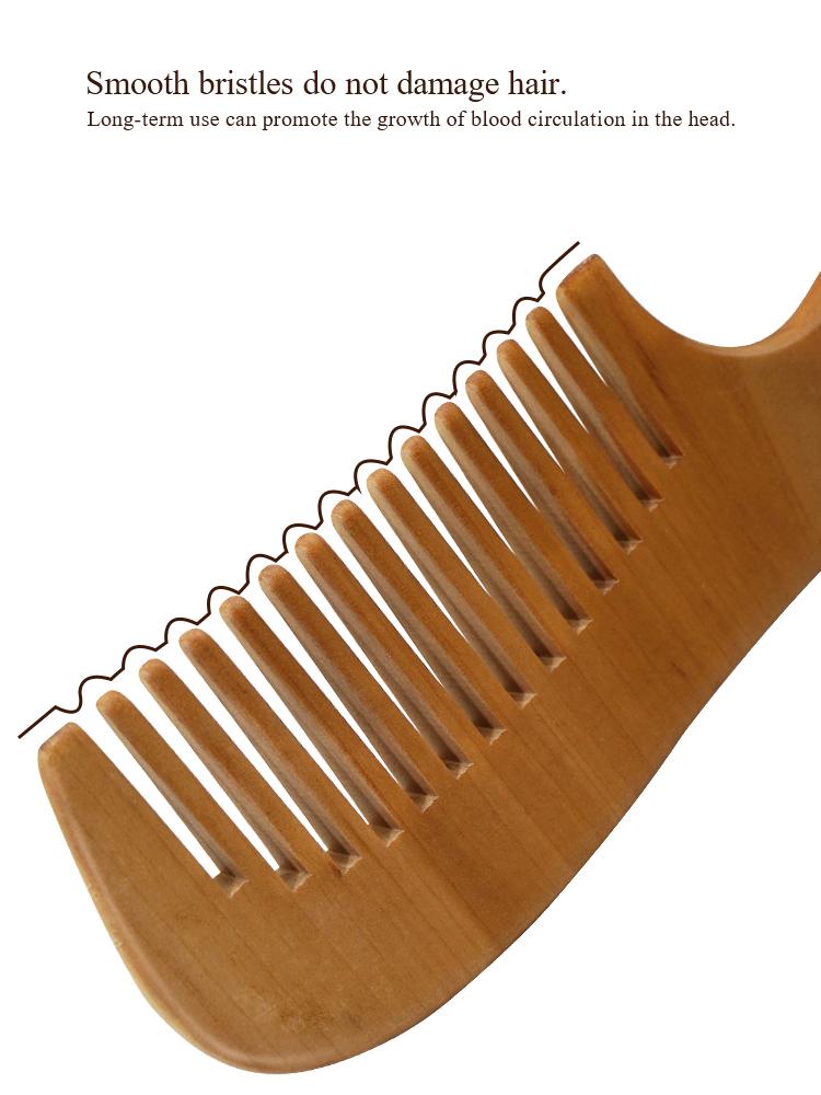 Natural Peach Wood Comb Anti-static Wide Tooth Hair Combs Head Massage Hair Care Comb Detangling Portable