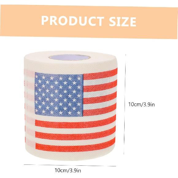 4 Rolls American Flag Toilet Paper, 3-Ply Patriotic Tissue for Bathroom Decor, 150 Sheets Per Roll, Ideal for Celebrations and Everyday Use