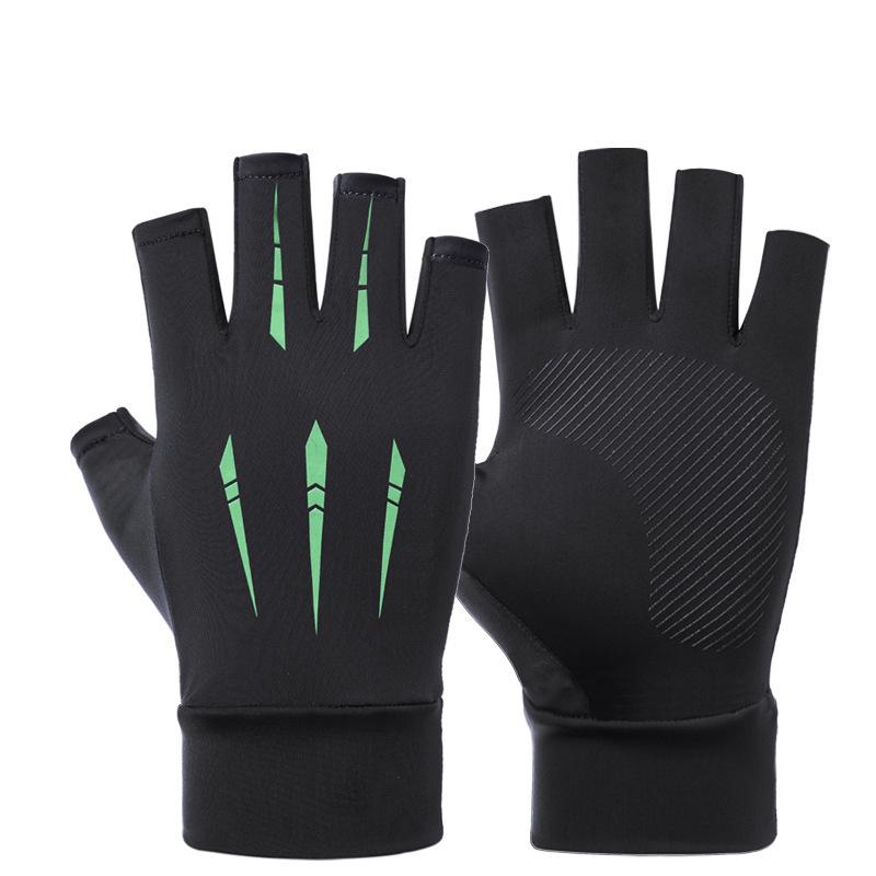 Sunscreen Gloves Driving Fishing Leaking Two Fingers Ice Silk Anti-slip Gloves Breathable Fitness Cycling Express Quick Dry Gloves