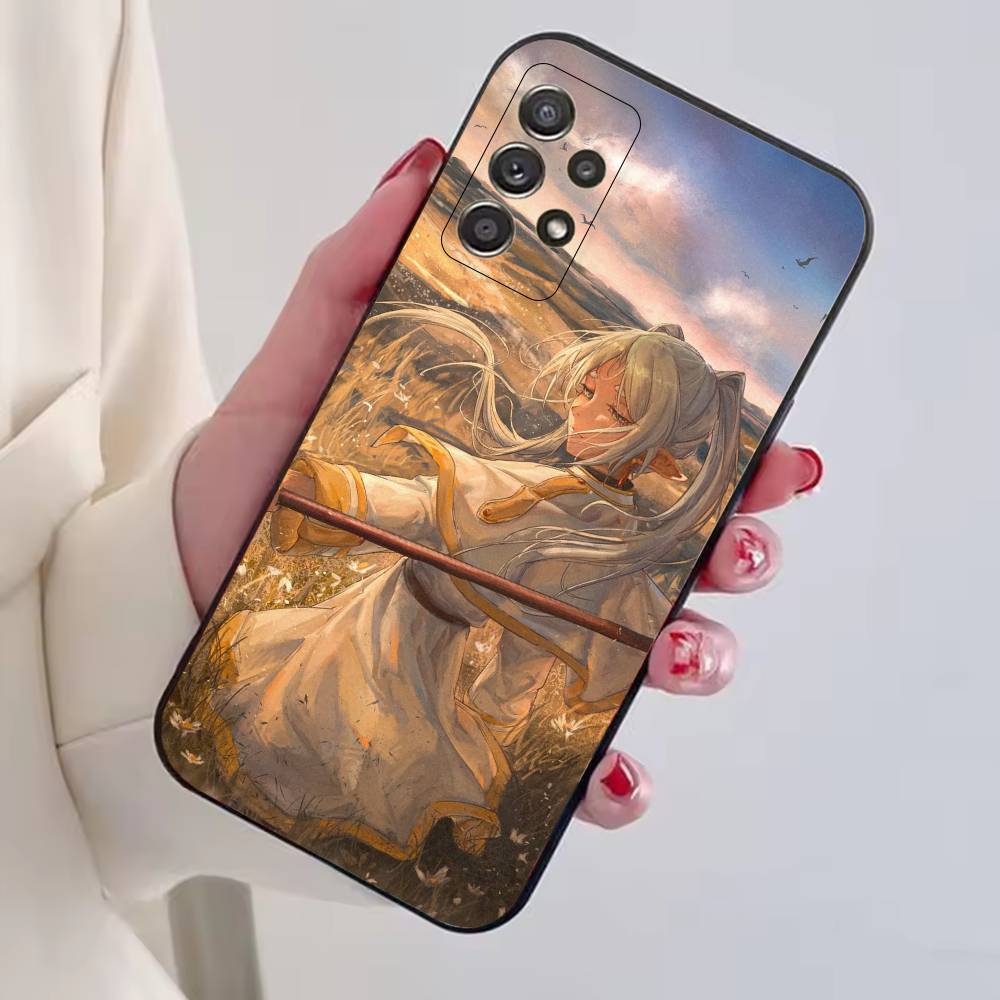 Anime F-Frieren Cute Phone Case Black Silicone Soft For Samsung S25,S24,S21,S22,S23,S30,Ultra,S20,Plus,Fe,Lite