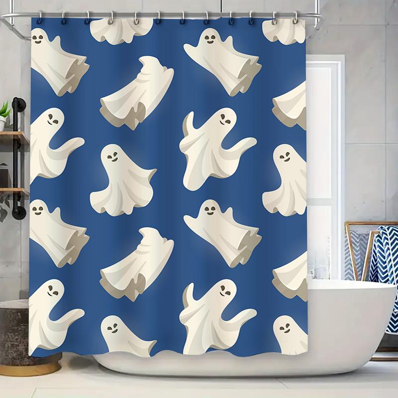 Tuniu Cute Ghost Printed Bathroom Shower Curtain Waterproof Fabric Home Decor