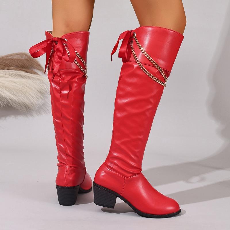 Tassel Long Thigh Boots Women No Knee Autumn Winter High Knight Boots Block Heel