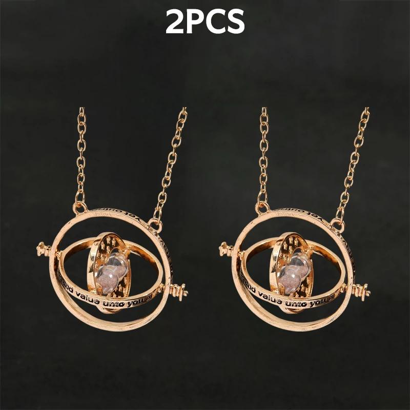 1-10Pcs Harried Time Necklace Timer Hourglass 360 Rotatable Potters Cosplay Props Astronomical Time Converter Magic School Gift