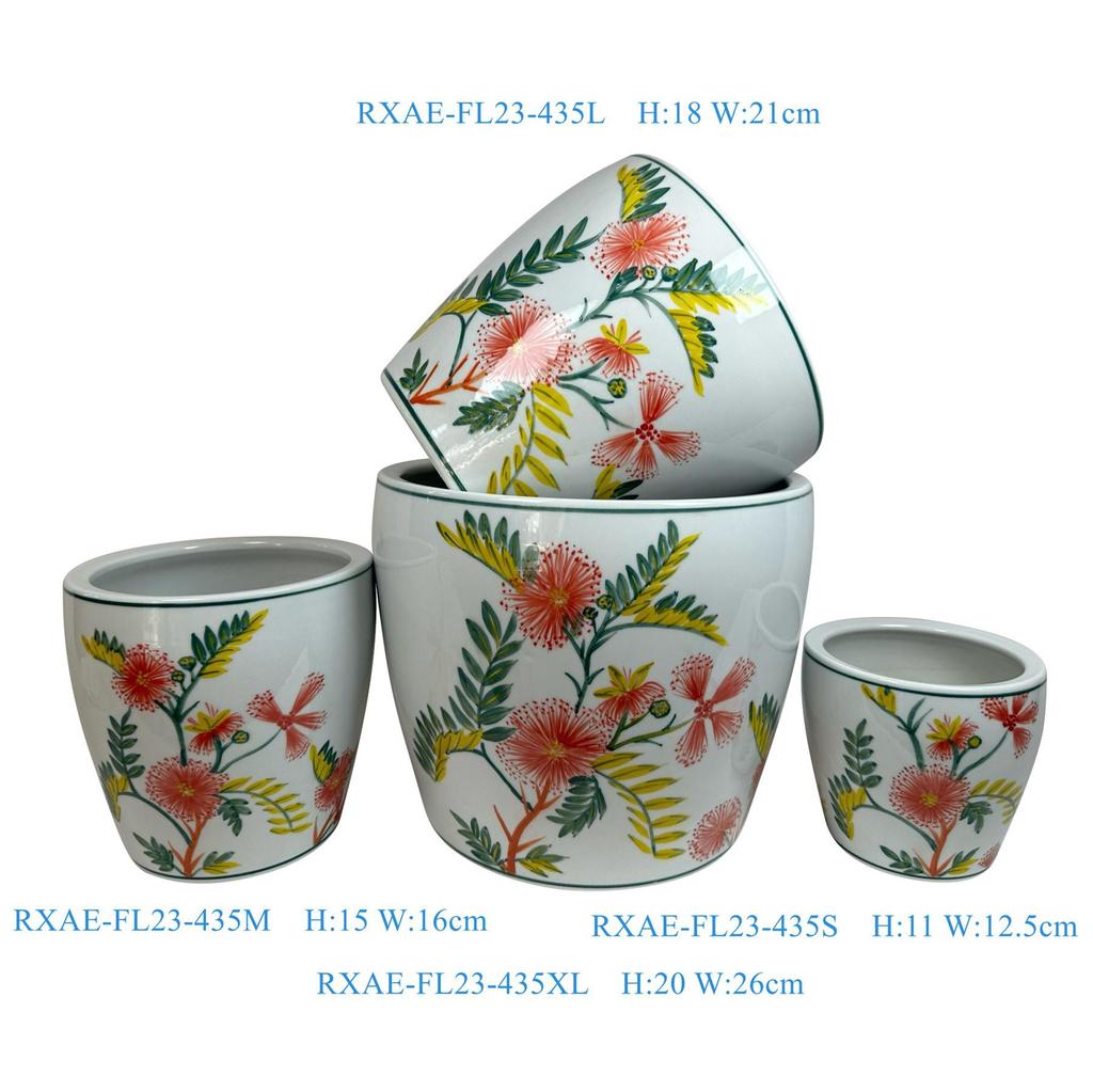 Blue and White Porcelain Chinese Ceramic Flower Pots - 4-Piece Set for Indoor and Outdoor Plants