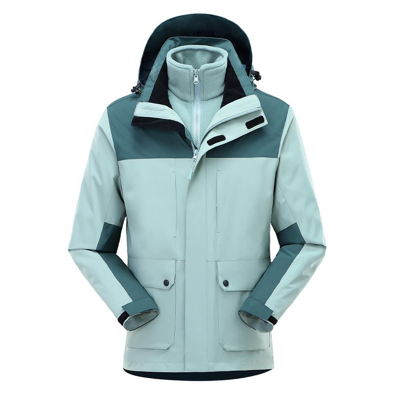 Unisex Winter Hooded Waterproof Windproof Three-in-One Mountaineering Jacket
