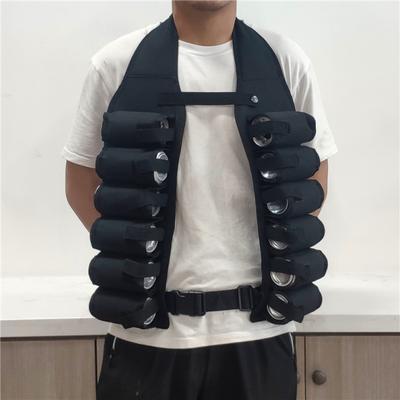 Chaleco para Beber Cerveza Transpirable Multibolsillos Hebilla de Inserción Tela Oxford Chaleco de Almacenamiento de Cerveza para Exterior