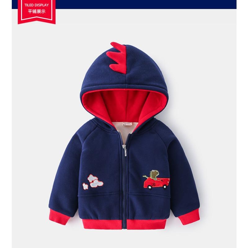 Boys Thick Fleece Lined Hooded Casual Children Winter Jacket Outerwear