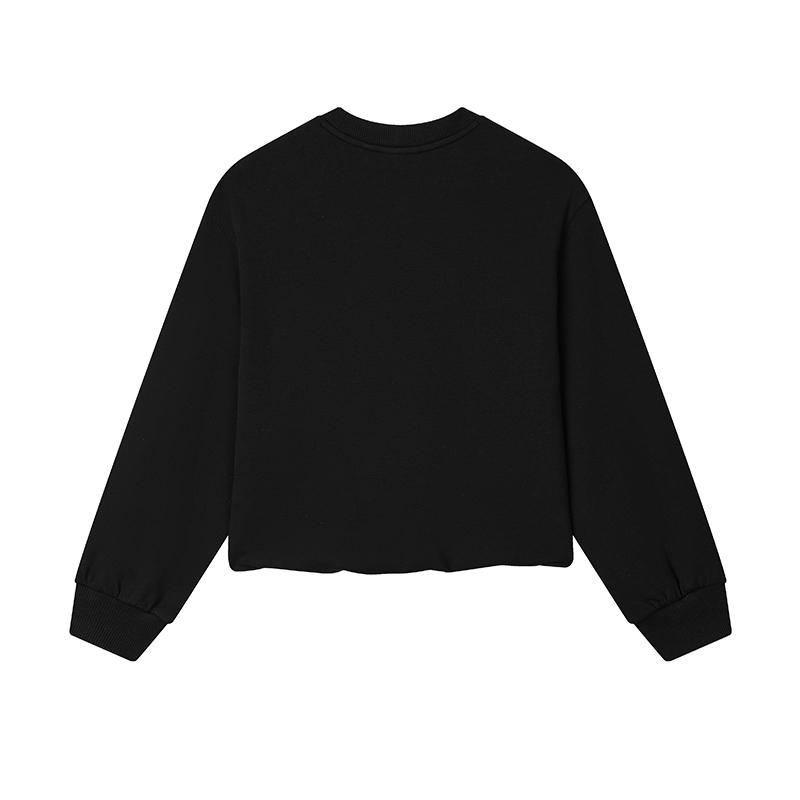 Fila Milano Series Casual Knit Pullover Sweatshirt Women Sweatshirts Black F11W515201FBK