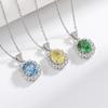 Flashy Ice Flower Cut Gemstone Necklace with High Carbon Diamond Pendant - Women's Fashionable Luxury Jewelry