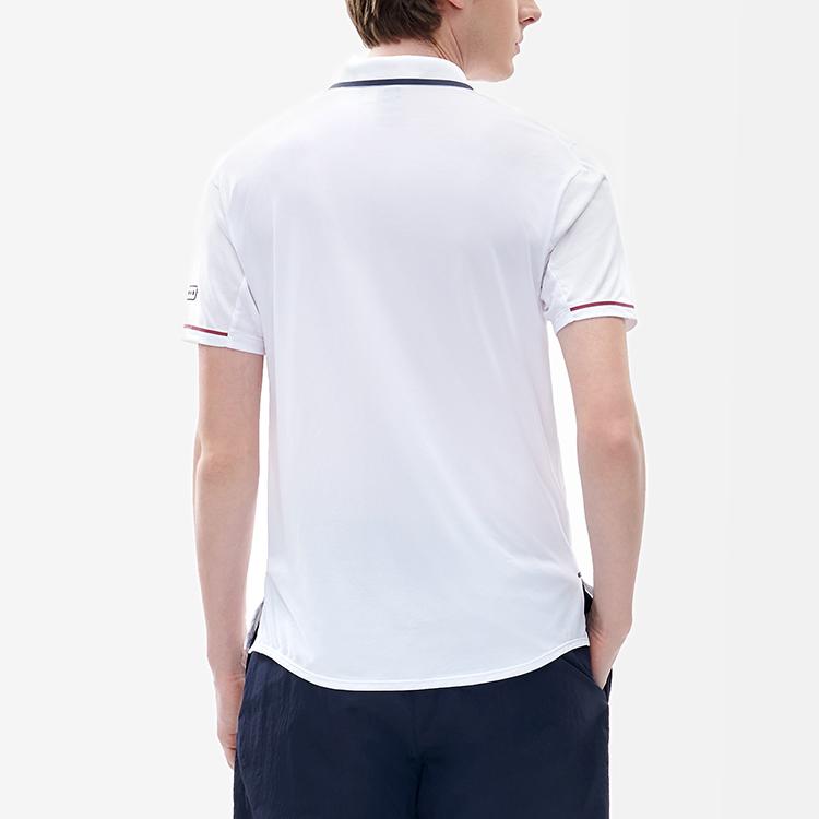 FILA Athletics Letter Logo Print Athletic Tennis Slim Fit Knitted Polo Shirt Men Polo Shirts Jade-White A11M213104FWT