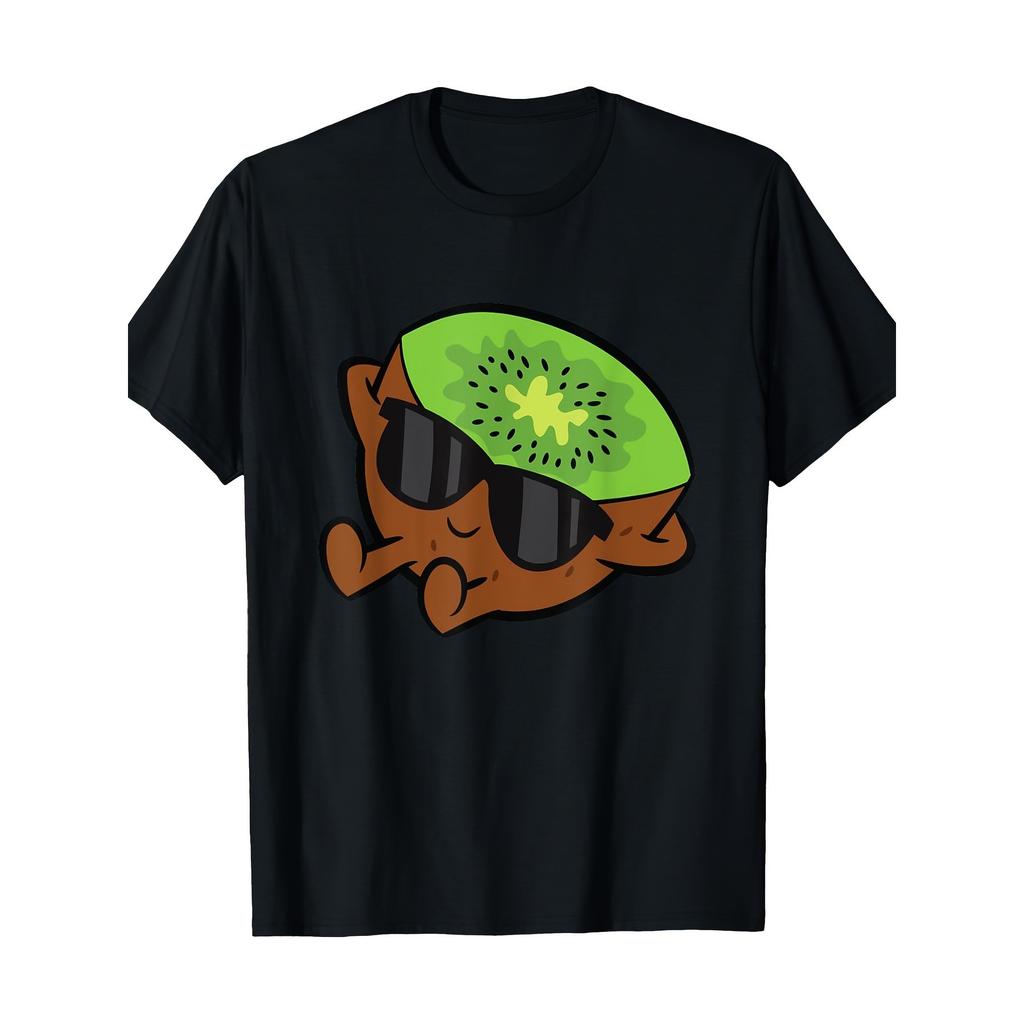 Funny Lazy Kiwi Graphic Tee Cool Fruit Slice Casual Men's Short Sleeve T-Shirt
