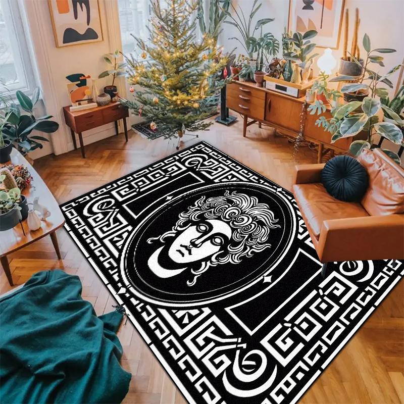 Nowoczesny Czarno-Biały Dywan do Dekoracji Salonu Luksusowe Dywany z Wyższej Półki Antypoślizgowy Dywanik Sypialniany Przyłóżkowy Zmywalna Mata Podłogowa na Korytarz