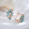 Trend Blue Natural Zircon Crystal Flower English Earrings For Women  Rose Gold Color Party Daily Fine Vintage Jewelry