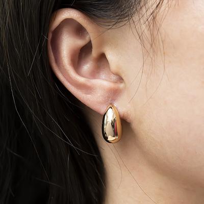 Stylish and Simple Gold Drop-shaped Earrings and Studs
