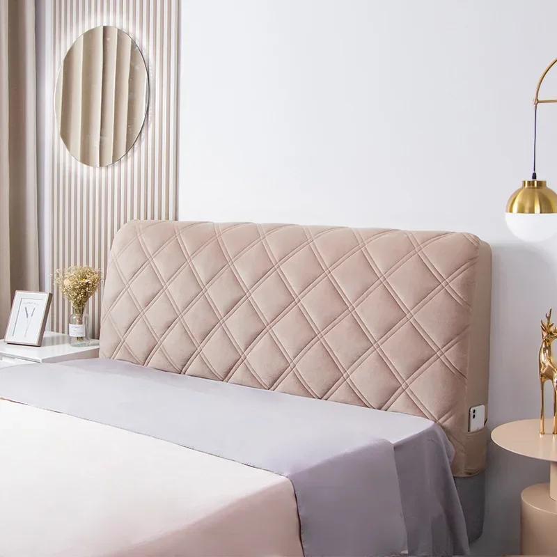 Plush Soft Bed Headboard Cover Solid Color High Elasticity Bed Head Slipcover Anti-dirty Easy To Clean Bed Back Rest Home