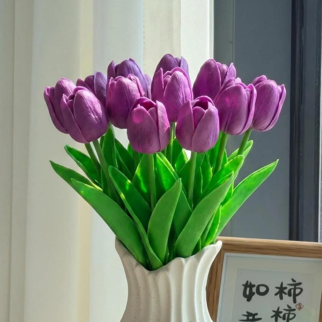 10Pcs Tulip Flowers Artificial Tulip Bouquet PE Foam Fake Flower for Wedding Ceremony Decor Home Garden Bouquet Decoration