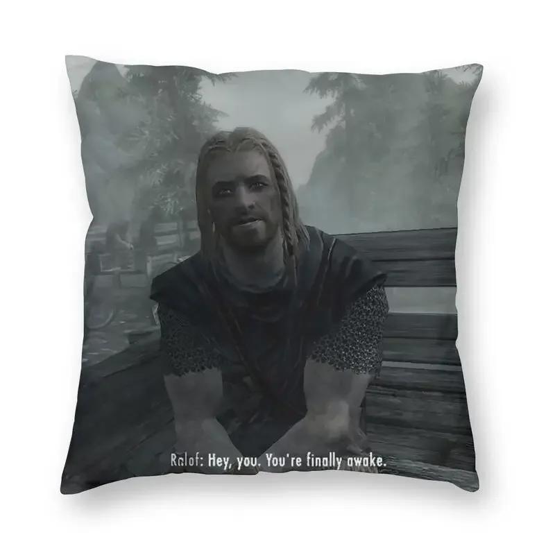 Personalized Hey You You're Finally Awake Cushion Covers Sofa Home Decor Skyrim Meme Square Throw Pillow Cover 45x45cm