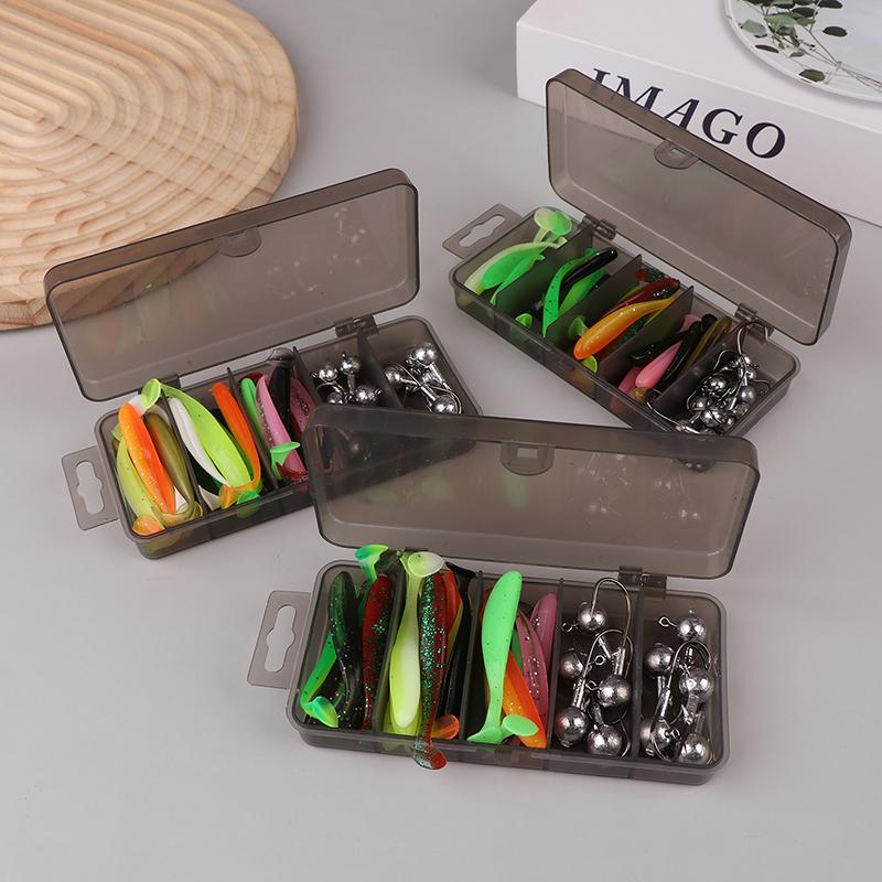 30-Piece Soft Fishing Lure Set With T-Tail - Durable Plastic Baits For Bass, Trout & More - Includes Minnow Swimbaits, Jig Hooks