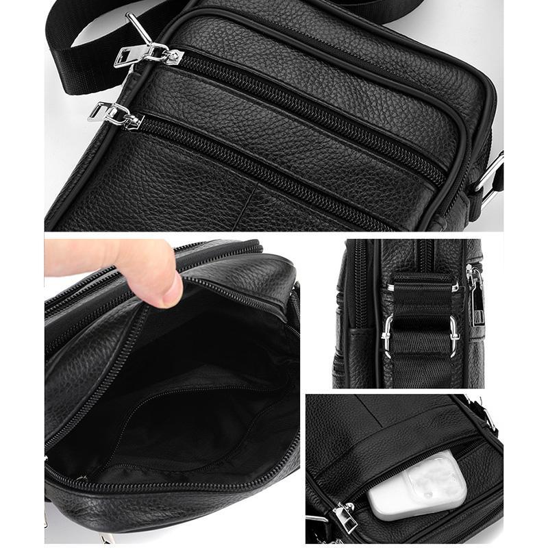 Letnia Nowa Męska Torba na Ramię z Prawdziwej Skóry, Torba Crossbody z Skóry Licowej, Modna Biznesowa Wielofunkcyjna Torba Kurierska z Klapą