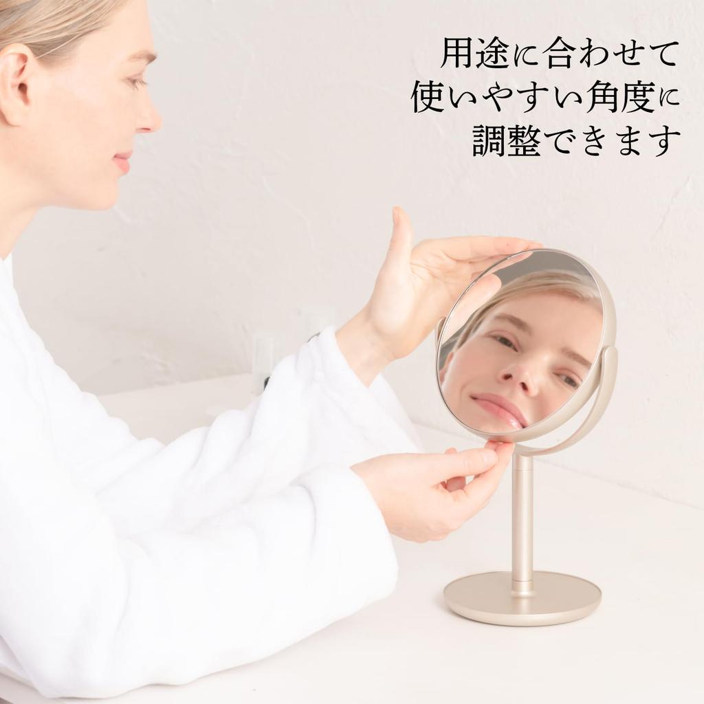 HORIUCHI MIRROR Double-Sided Standing Mirror with 5x Magnification for Detailed Viewing, Makeup Mirror, Tabletop Mirror, Birthday, Mother's Day Gift