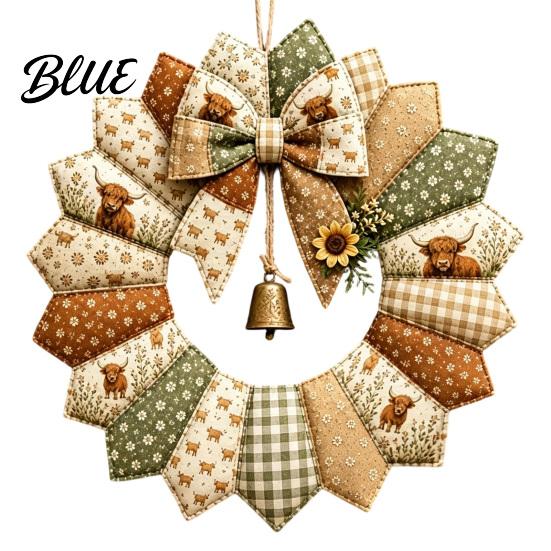 Urlaubs-Willkommenskranz Basteln DIY Patchwork-Girlande Bastelset Retro-Blumenstoff-Set mit Glöckchen Einfaches Set für Anfänger Und Künstliche Blumen,