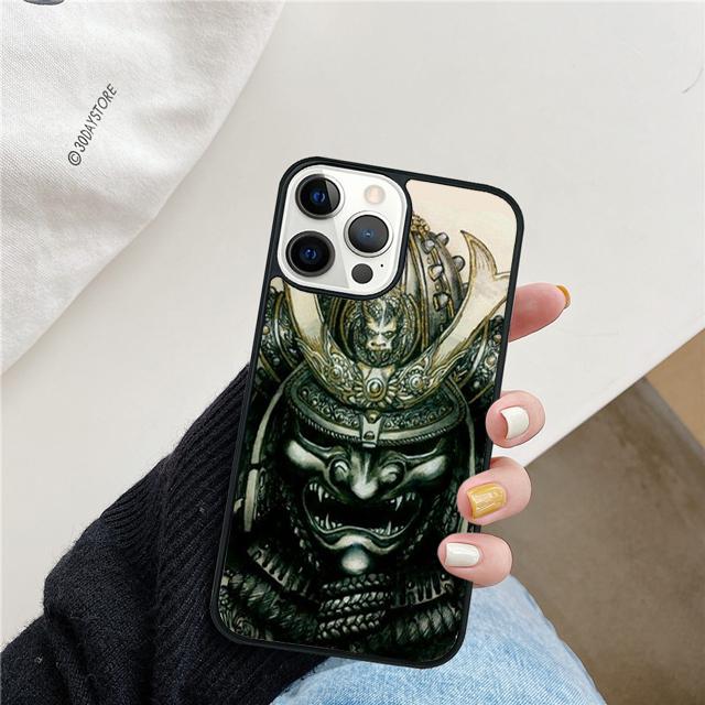 Japan Samurai Helmet Phone Case Cover For iPhone 17 Air 15 16 14 13 12 Pro Max 11 Pro Max Plus Coque Shell