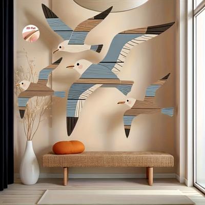 3 Stuks Houten Meeuwen Muurdecoraties Nautisch Kust Thema Retro Strand Zeevogel Woonkamer Slaapkamer Muurkunst Decoratie