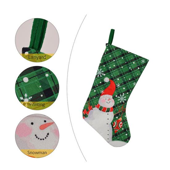 Christmas Stocking 18" Large Fireplace Hanging Socks with Santa Snowman Pattern Xmas Candy Bags for Holiday Wall Tree Decor