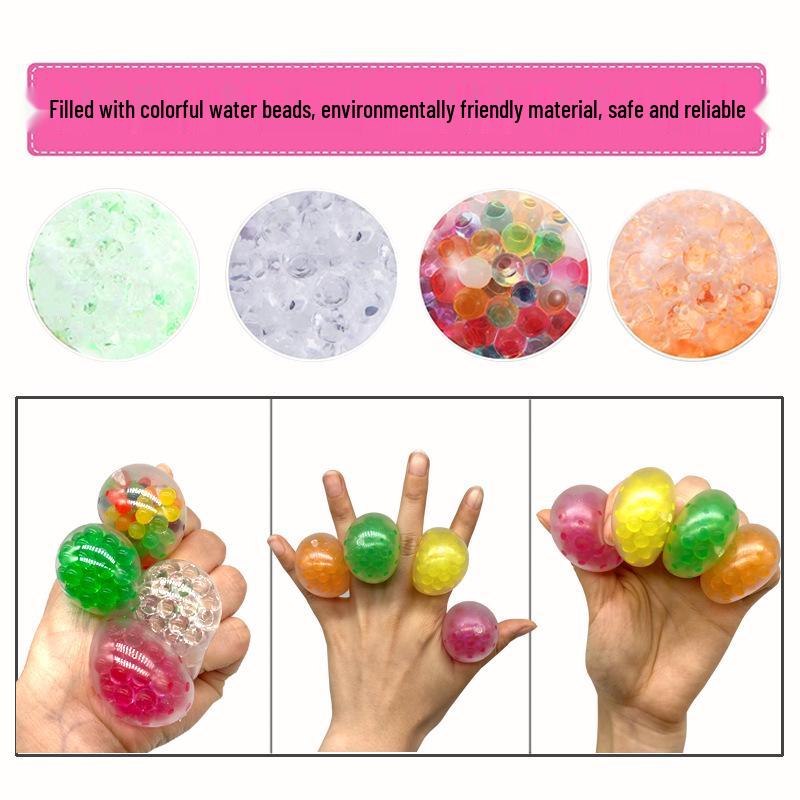 Decompression Water Bead Stress Ball - 3.5cm Grape Squeeze Toy for Stress Relief