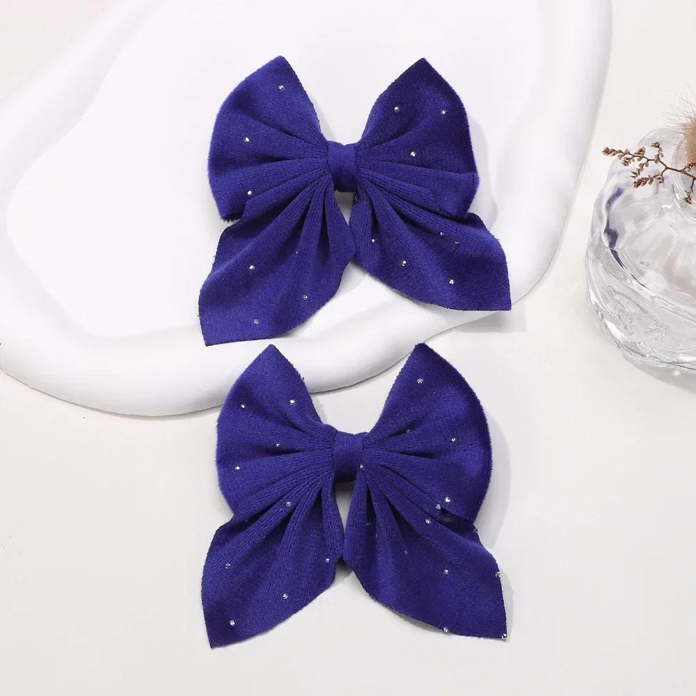 BABY BOWS 2Pcs Starry Dots Red Velvet Bow Hair Pins Hair Clips Kids Girls Lovely Barrettes Ponytail Holder Headwear Accessories