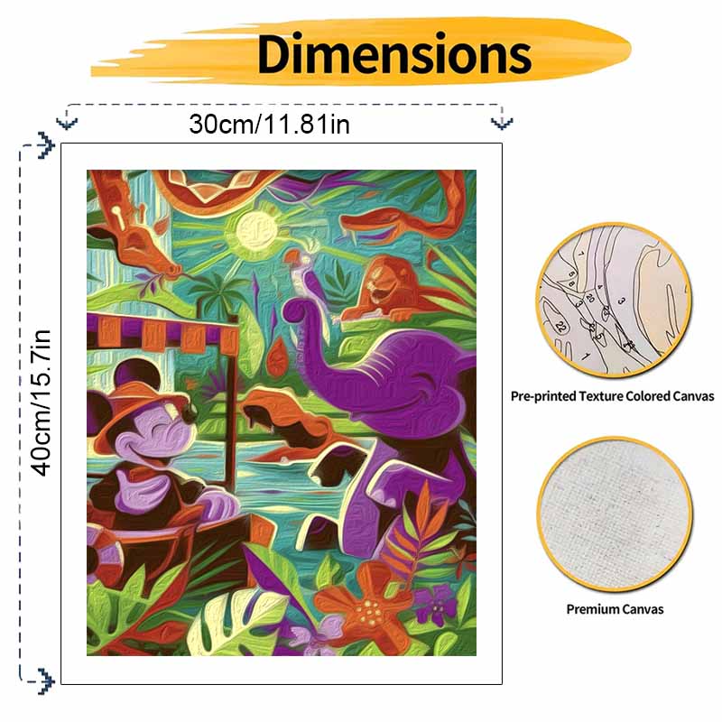 Disney Jungle Cruise Mickey digital oil painting diy coloring handpainted filling home decoration gift, art painting for living room