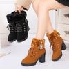 Women's Platform High Heels Snow Boots Women Fur Warm Flip Winter Lady Ankle Boots Fashion Casual Cozy Short Boots Zapatos Mujer