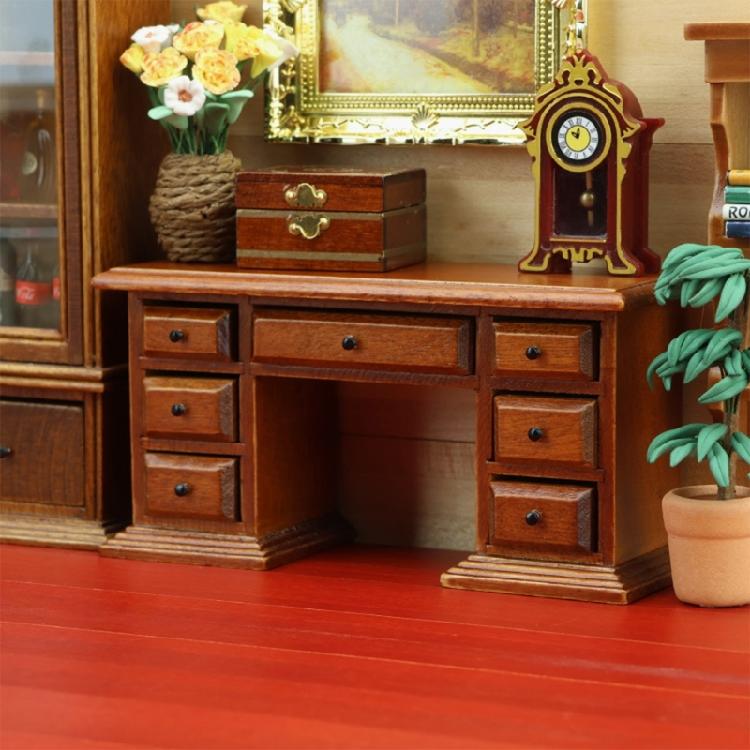 Miniature Office Desk Model Figure for Craft Project Scene Display 1/12 Doll House Scene Landscape Props Accessories